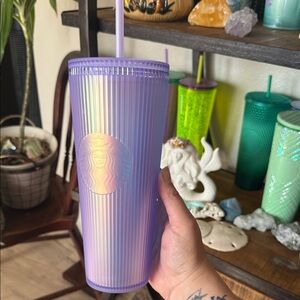 Starbucks 24oz Pinstripe Design Iridescent Lavender Tumbler